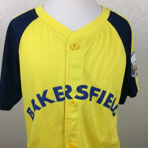 Men's Yellow Bakersfield Baseball #75 Button Up shirt Sz S - Picture 3 of 7
